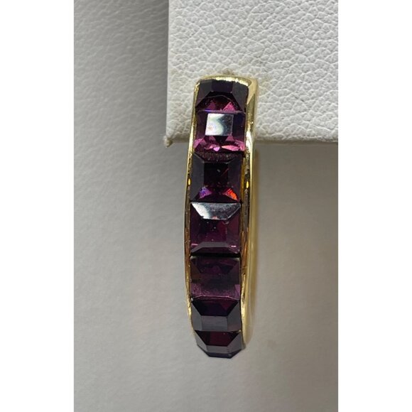 Givenchy Gold-Plated Hoop Earrings With Amethyst-Colored Crystal Accents - Picture 2 of 7
